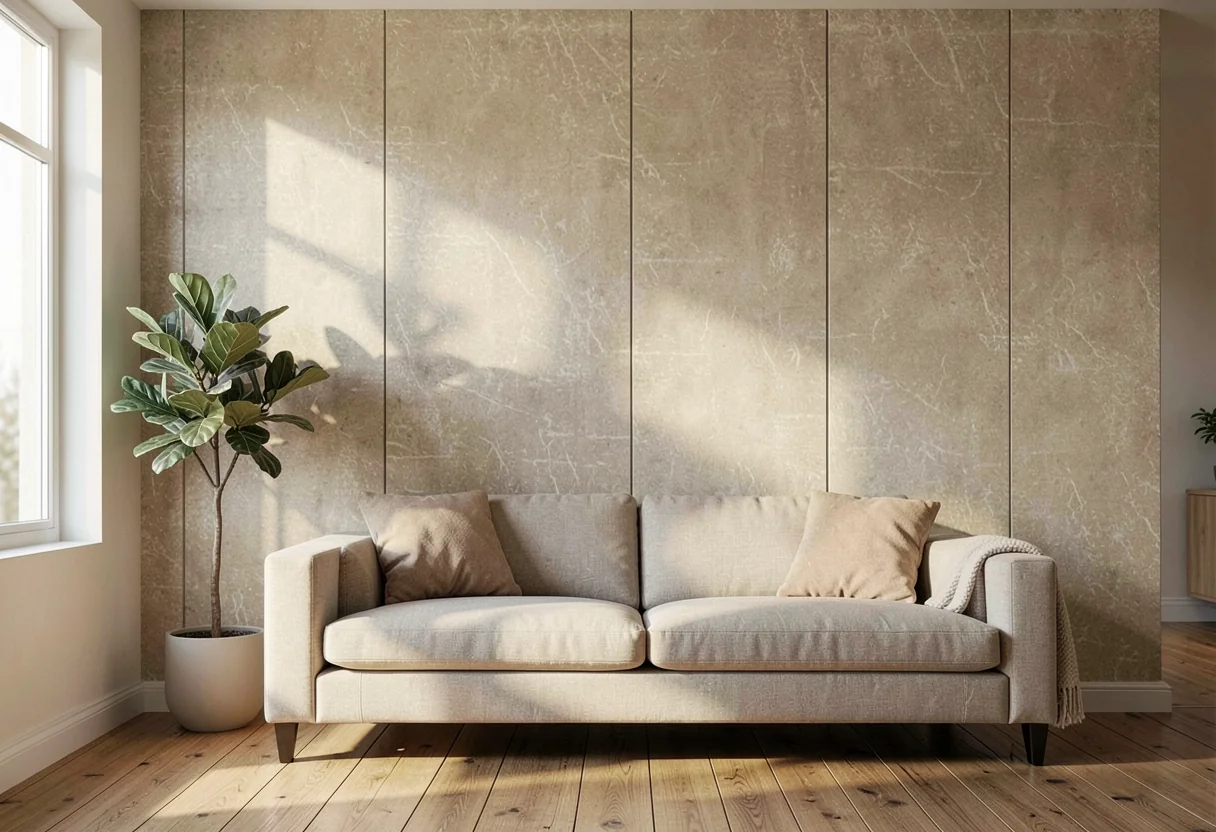 Облачный шёлк FOMI-CLOUD-SILK-TRAVERTINE-KAMU-YELLOW в интерьере