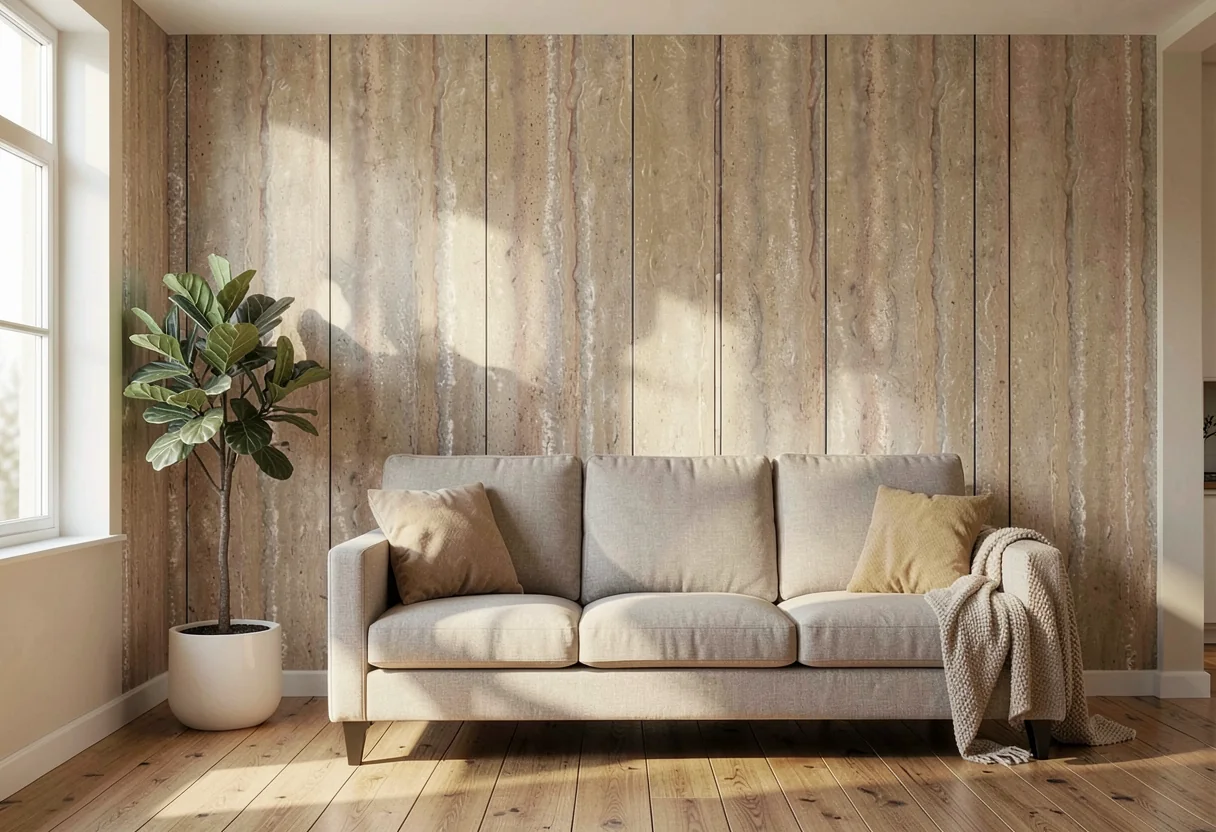 Греческий травертин FOMI-GREECE-TRAVERTINE-KAMU-RED в интерьере