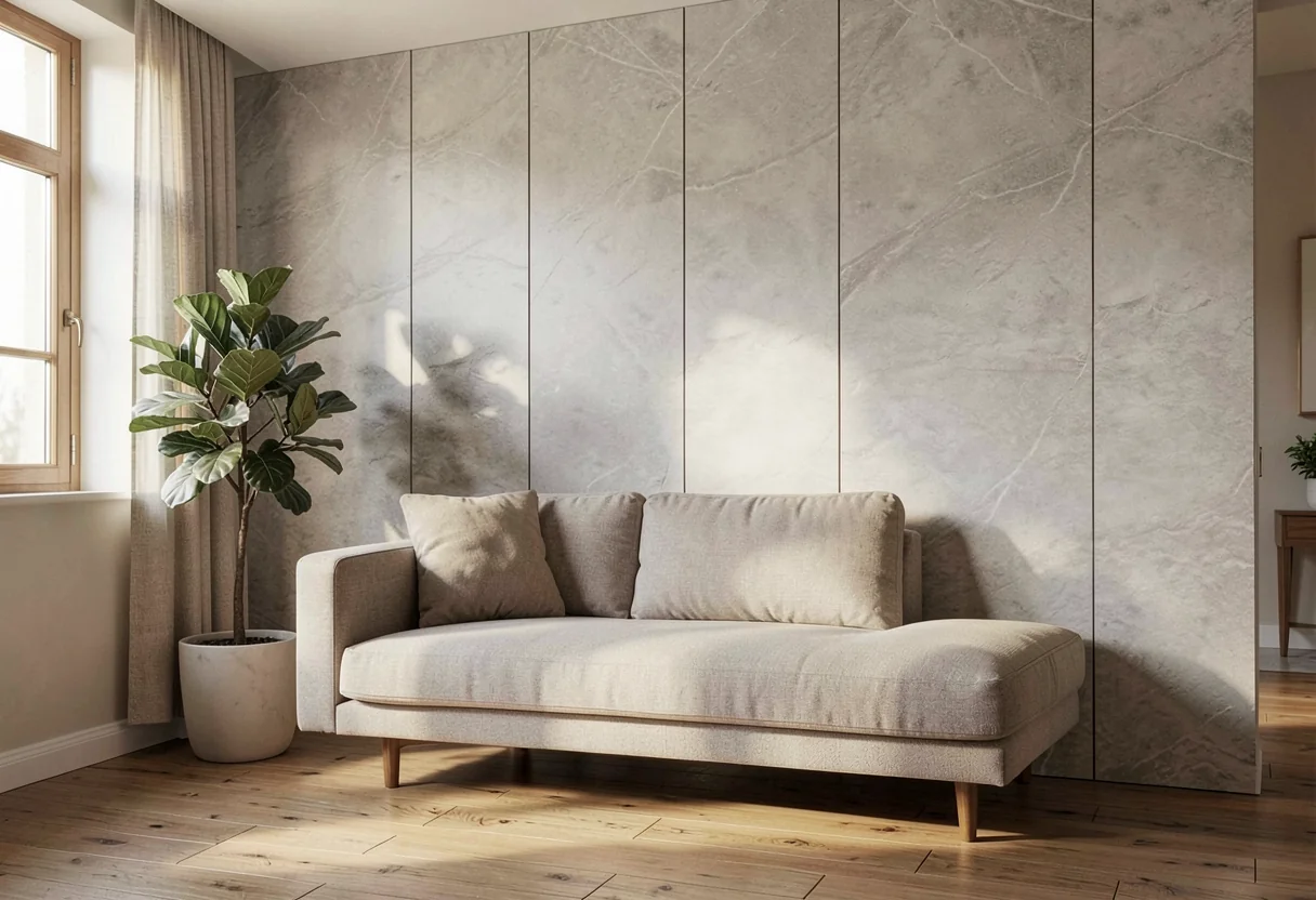 Косой скол FOMI-OBLIQUE-MUSHROOM-STONE-SPANISH-LIGHT-GREY в интерьере