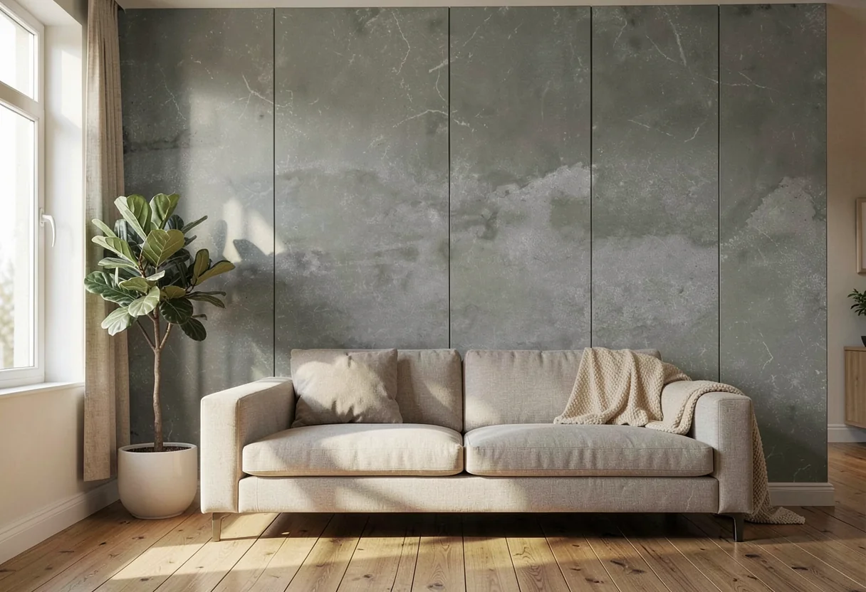 Шлифованный бетон FOMI-POLISH-CONCRETE-WALL-DARK-GREY в интерьере