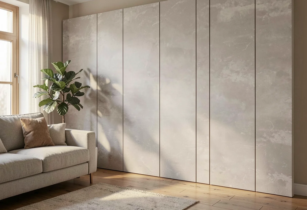 Шлифованный бетон FOMI-POLISH-CONCRETE-WALL-GREYISH-DESERT в интерьере
