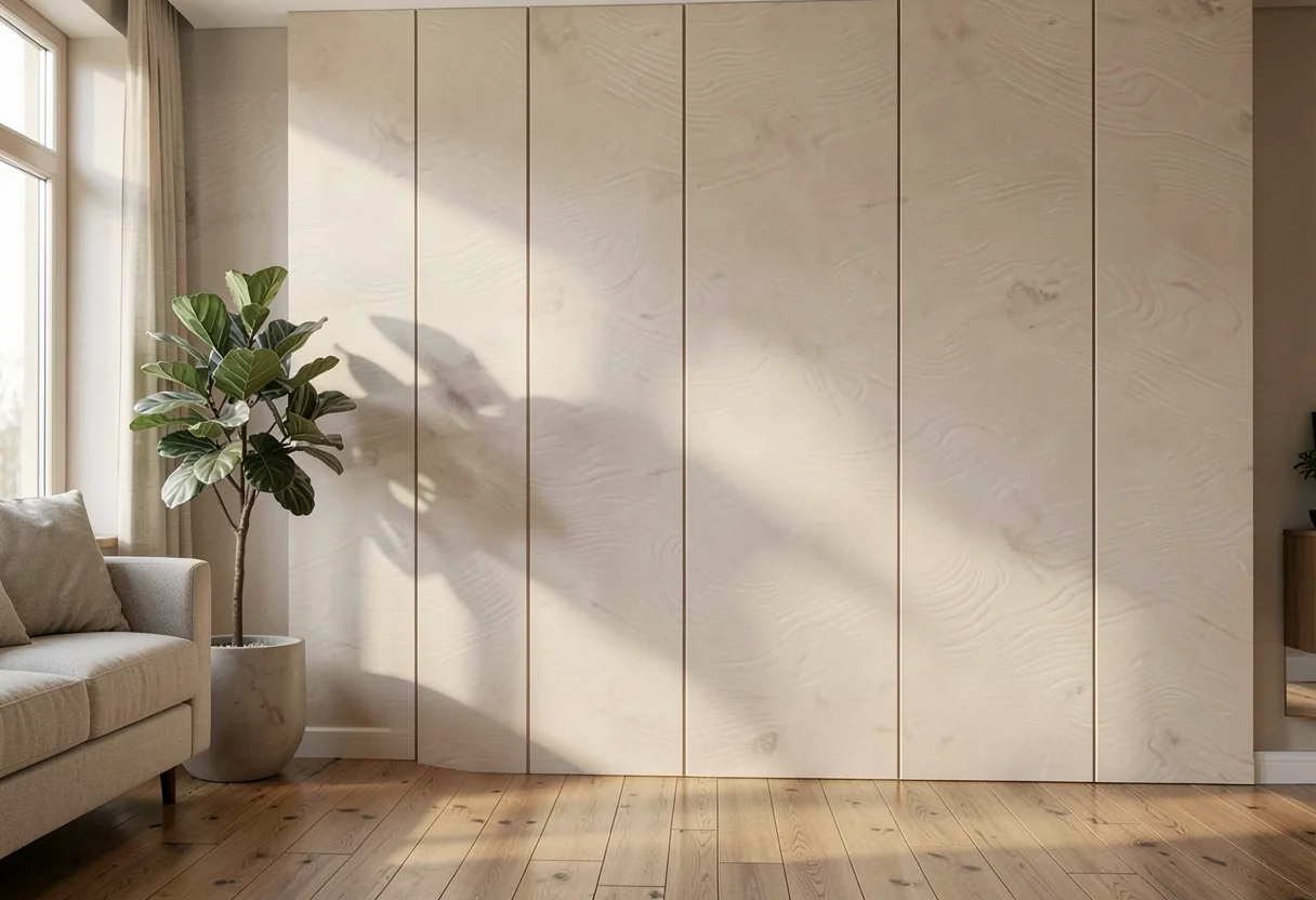 Брашированное дерево FOMI-POLY-WOOD-MOONLIGHT-WHITE в интерьере