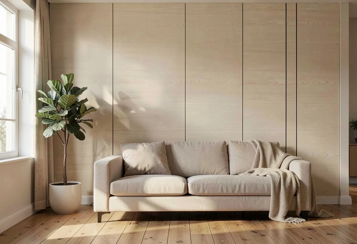 Брашированное дерево FOMI-POLY-WOOD-SUNSET-YELLOW в интерьере