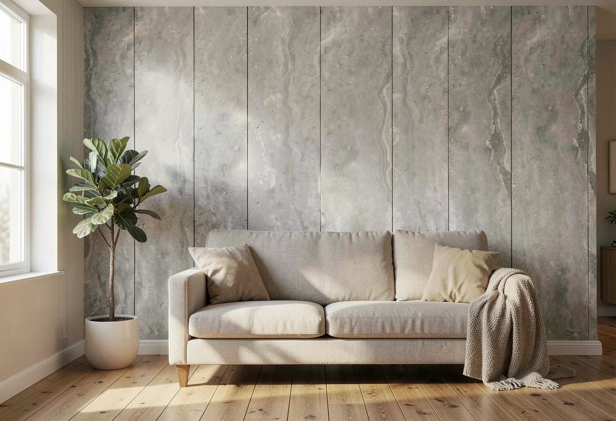 Римский травертин FOMI-ROME-TRAVERTINE-ANDES-GREY в интерьере