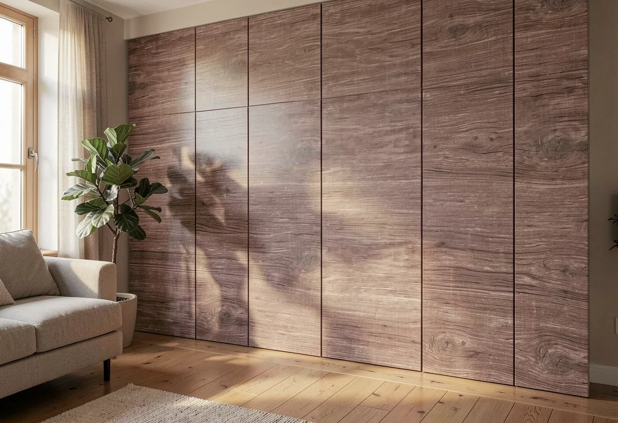 Пиленое дерево FOMI-SAWTOOTH-WOOD-LIGHT-BROWN в интерьере