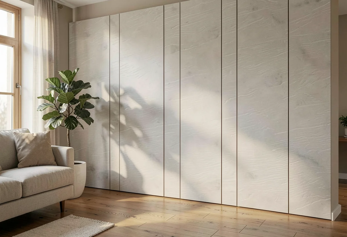 Пиленое дерево FOMI-SAWTOOTH-WOOD-MOONLIGHT-WHITE в интерьере
